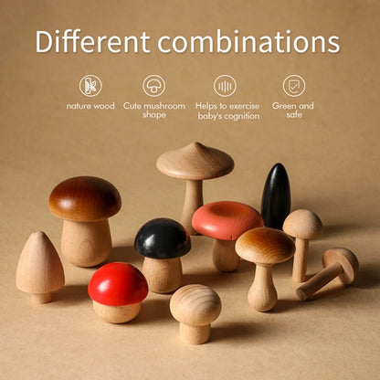  Montessori Wooden Mushroom Building Blocks 