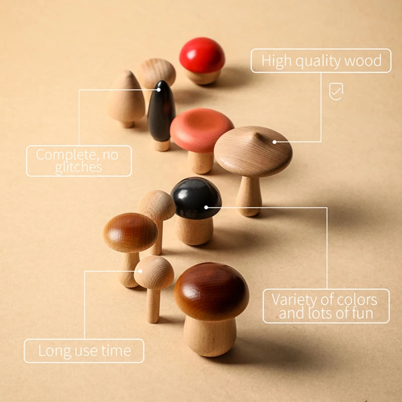  Montessori Wooden Mushroom Building Blocks 