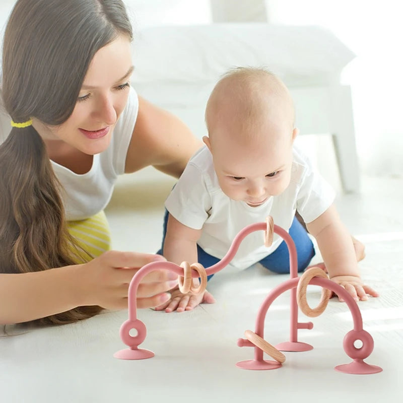  Wood Ring Soft Silicone Teether Game